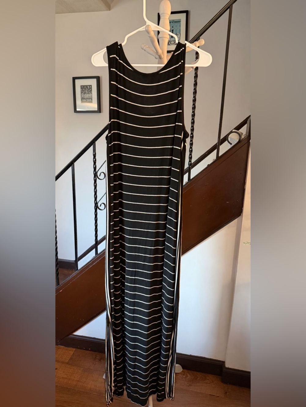 Max Studio Black and White Striped Sleeveless Maxi Dress - Picture 5 of 5